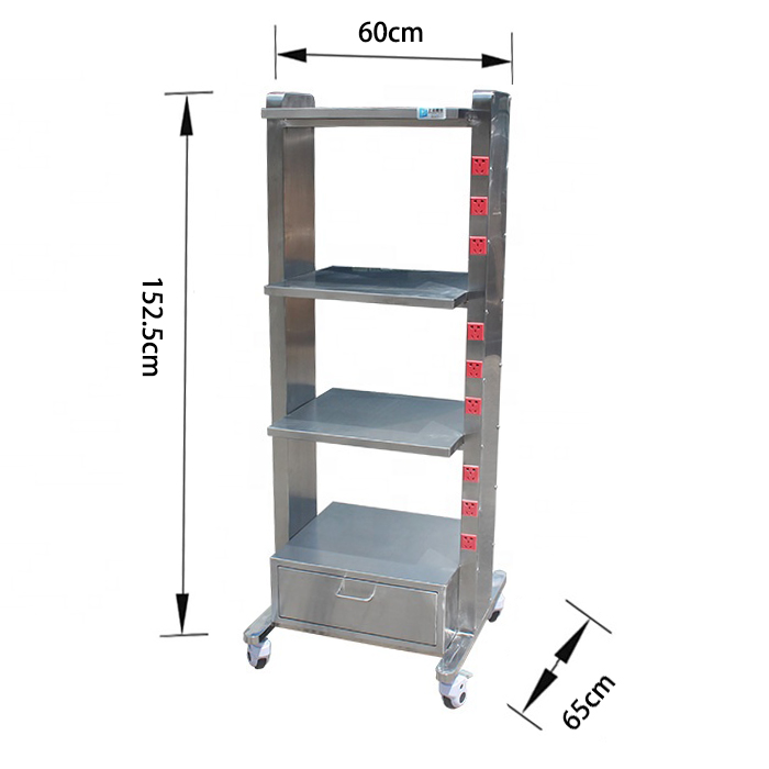 Multi-layer Vet Surgical Cart With Socket For Clinic Hospital PLST-05