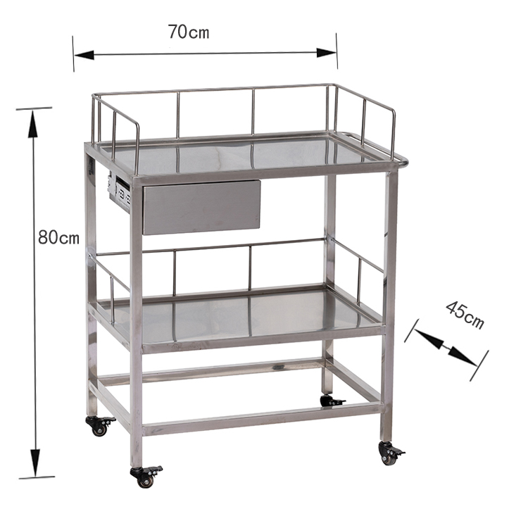 Stainless Steel Veterinary Surgical Instrument Trolley PLST-01