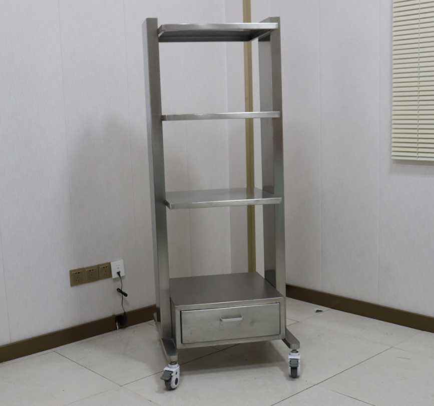 3 Layers Stainless Steel Trolley Pet Cart With Drawer PLST-02